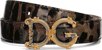 Dolce & Gabbana Luipaardprint Leren Riem - Dames - Riemen - Bruin - 85 CM - Accessoires