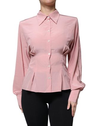 Dolce & Gabbana Womens Silk Blouse Long Sleeves - Pink - Size EU 40 (Womens)