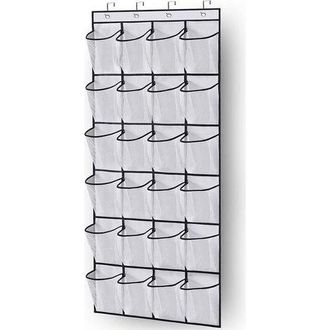 OEM Organizador De Zapatos Para Colgar En La Puerta, Ahorra Espacio Con 24 Bolsillos Y 3 Ganchos Para La Cocina, El Armario O El Dormitorio, Color Blanco