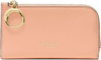 Kate Spade New York small halo fine grain leather zip wallet in Light Cantaloupe at Nordstrom