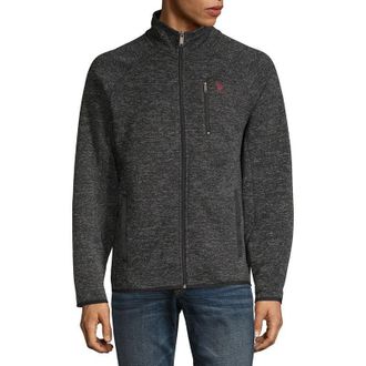 U.S.Polo Association U. S. Polo Assn. Jackets MensGray Full Zip Fleece Long Sleeve Pockets GBO195