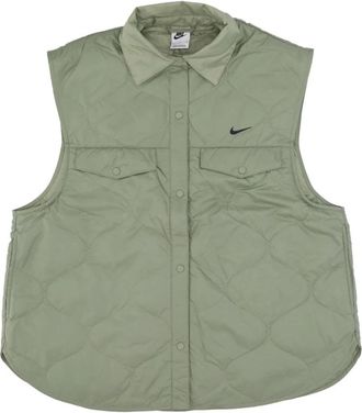 Nike Gewatteerd Mouwloos Sportvest - Dames - Bodywarmers - Groen - L - Polyester - Fitness