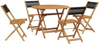 vidaXL vidaXL 5 Piece Garden Dining Set Black Polypropylene and Solid Wood