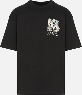 Amiri Mens MA FLORAL OVERSIZE TEE - Black - Size: 40