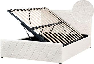 Beliani Ottoman Bed Boucle ROCHEFORT 140 x 200 cm (EU Double) Off-White