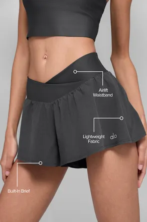 Alo | V-Cute Running Short in Anthracite Grey, Size: Medium