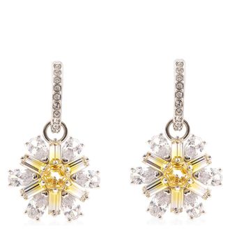 Swarovski Idyllia E Pierced Earrings Mini Hoop Drop Rhodium Shiny Yellow