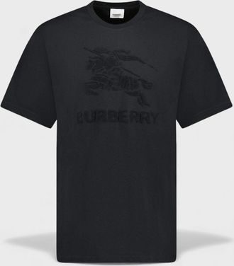 Burberry Mens Burberry Raynerton Cotton Logo Embroidered T-Shirt Black - Size: 44