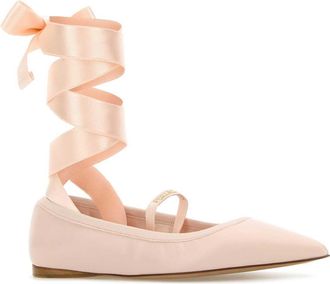 Ferragamo Womens Carice Ballet Flat Pink Leather