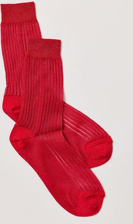 Stems Fine Ribbed Metallic Crew Socks