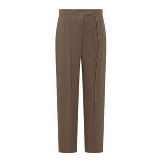 Ferragamo Straight Trousers, female, Green, XS, Brown Viscose and Wool Trousers