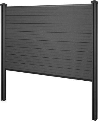 Hhg Hhg - Wpc Pantalla De Privacidad Sarthe, Valla Cortavientos, Wpc Postes Para Fijar En Hormig&oacute;n, Elemento B&aacute;sico, 195cm Antracita