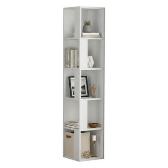 Dmora Librer&iacute;a Herman, Biblioteca 4 Estantes, Montaje En Pared, Capacidad Estantes 2 Kg, 34x34x161h Cm Blanco