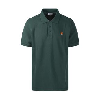 Maison Kitsun&eacute; Polo Shirts, male, Green, Size: XL Fox Head Regular Polo