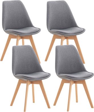 Clp Juego De 4 Sillas De Comedor Linares Gris Claro Tela