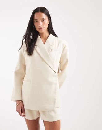 Vero Moda Blazer sartoriale oversize color crema in coordinato-Bianco
