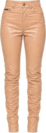 Dolce & Gabbana Pantaloni in Pelle - - Trousers - Donna - Beige - S