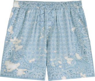 Amiri Bleach Bandana Logo-monogrammed Silk-satin Shorts - Blue - XL