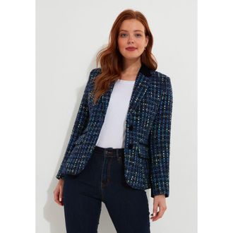 Joe Browns Single Breasted Tweed Blazer in Navy Tweed at Nordstrom, Size 12