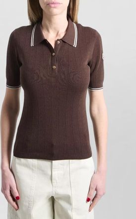 Moncler logo knit diamond pattern polo shirt