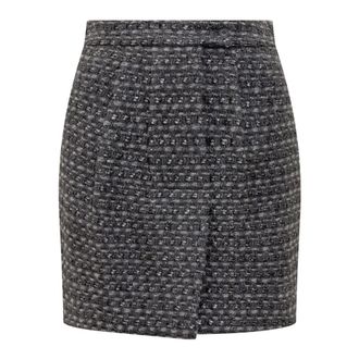 Emporio Armani Short Skirts, female, Blue, Size: S Lurex Tweed Pleated Skirt