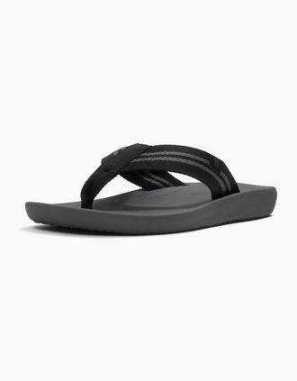 FitFlop Mens Fitflop iQushion Polyester Mens Black/Charcoal Flip Flops - Size: 12
