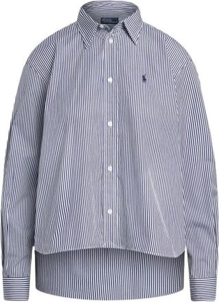 Polo Ralph Lauren Oversized gestreept katoen poplin overhemd - Dames - Overhemden - Blauw - M - Katoen - Overhemden
