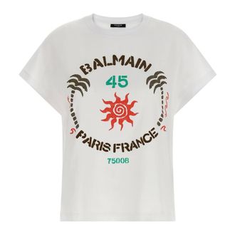 Balmain T-shirt with Club print - female - Balmain - T-Shirts - White - S - Tops