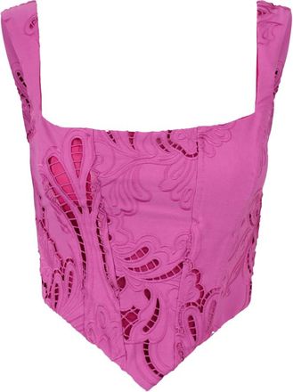 Giuseppe Di Morabito Sleeveless Tops, female, Pink, Size: XS Square-neck sangallo lace corset