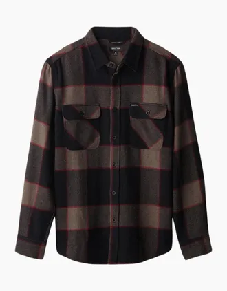 Brixton Mens Brixton Bowery Heather Grey/Charcoal L/S Flannel Shirt - Black - Size: 38/Regular