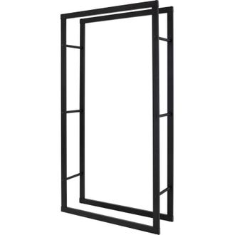 ML Design Ml-design Estanteria Met&aacute;lica Para Le&ntilde;a 80 X 150 X 25 Cm Soporte Organizador De Madera Para Interior O Exterior, Le&ntilde;ero Negro Moderno Junto A Chimenea