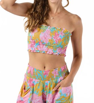 Tiare Hawaii Ruffle Strapless Top In Honduras Turquoise