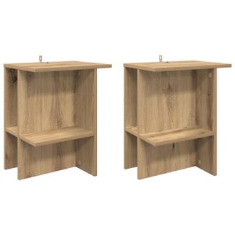 vidaXL Mesa De Caf&eacute; 2 Pcs Roble Artesanal 40 X 30 X 49 Cm Vidaxl