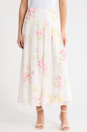 Vince Camuto Floral Maxi Skirt in Lemon Cream at Nordstrom, Size X-Large P