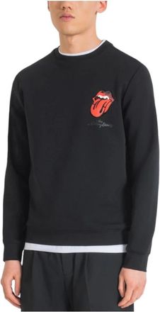 Antony Morato Moderne Urban Sweatshirt met Rolling Stones Logo - Heren - Sweatshirts - Zwart - M - Leer - Hoodies & sweatvesten