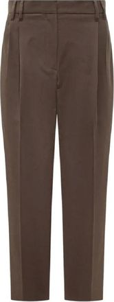 Brunello Cucinelli Cropped Trousers, female, Brown, XS, Cropped Trousers