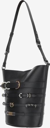 Pinko Pinko Hobo Bags - Leather Shoulder Bag With Straps - Gr. unisize - in Schwarz - für Damen