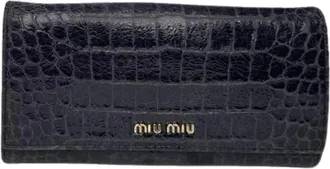 Miu Miu Pre-owned Wallets, female, Blue, Size: ONE SIZE Pre-owned Leather Wallet