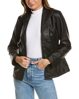 Cole Haan Leather Zip Front Jacket