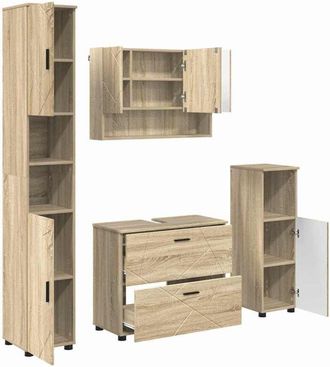 vidaXL Juego de muebles de baño con cajón 4 pcs Roble Sonoma vidaXL