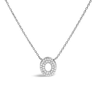 House of Brilliance 10K Gold Diamond Accent A-Z Initial Bubble Pendant Necklace in White | O at Nordstrom
