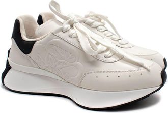 Alexander McQueen White Sprint Runner Nappa Leather Trainers Size 40