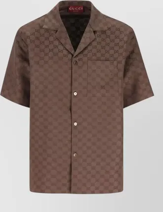 Gucci linen blend short-sleeve bowling shirt