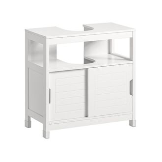 SoBuy Mueble Para Debajo Del Lavabo Armario De Ba&ntilde;o De Suelo 1 Estante Y 2 Puertas Correderas 60 X 30 X 61 Cm Frg128-ii-w Sobuy Es