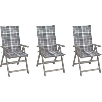 vidaXL Sillas Reclinables Jard&iacute;n Y Cojines 3 Uds Madera Maciza Acacia Vidaxl