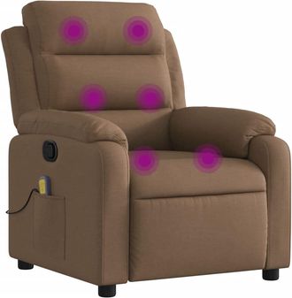 vidaXL Sill&oacute;n Reclinable Con Masaje De Tela Marr&oacute;n Vidaxl