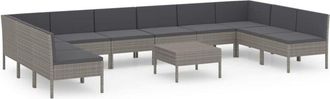 vidaXL Set De Muebles De Jard&iacute;n 11 Pzas Y Cojines Rat&aacute;n Sint&eacute;tico Gris Vidaxl