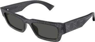 Gucci Rechthoekige Zonnebril - Heren - Zonnebrillen - Grijs - 52 MM - Nylon - Accessoires