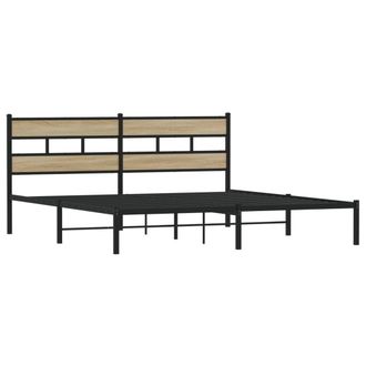 Berkfield Home Metal Bed Frame without Mattress Sonoma Oak 180x200 cm Super King in Brown