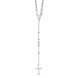 Diamond2Deal Sterling Silver Polished Bead 18 inch Rosary Necklace 18